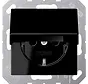 Schuko-Steckdose Safety+ mit Klappdeckel ohne Befestigungskrallen A-range schwarz glänzend (A 1520 NBFKIKL SW)