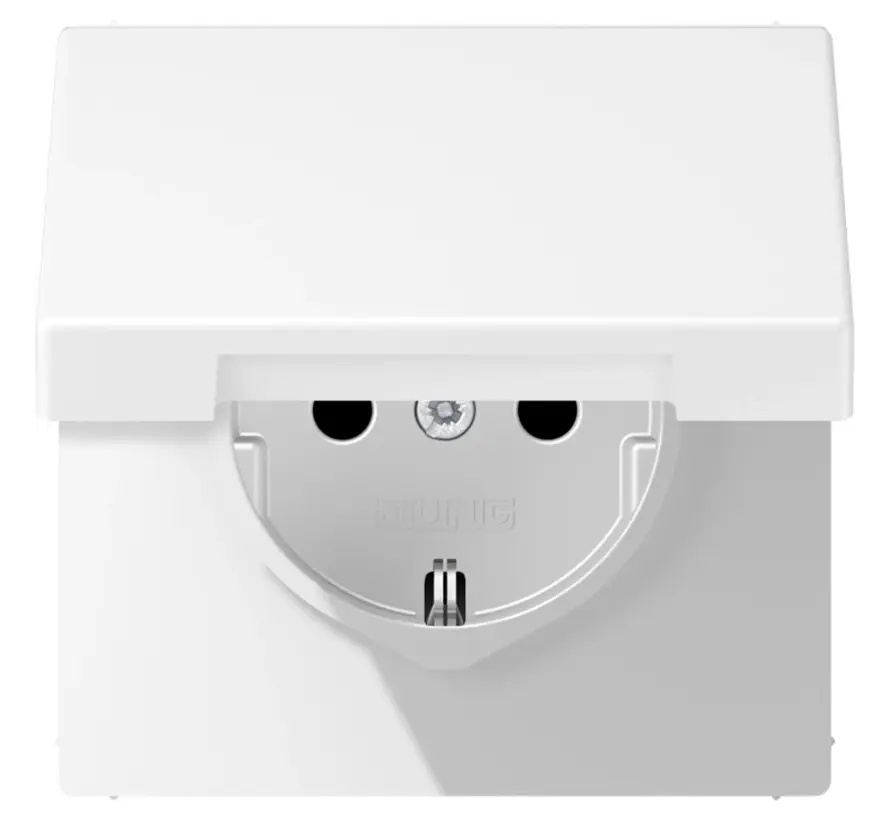 Schuko-Steckdose Klappdeckel LS990 schneeweiß matt (LS 1520 NBFKL WWM)