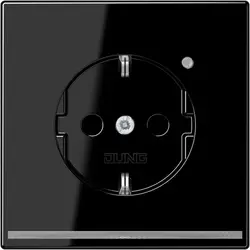 JUNG Schuko-Steckdose mit LED-Orientierungsleuchte und Helligkeitssensor LS990 schwarz glänzend (LS 1520-O SW LNW)