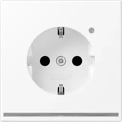 JUNG Schuko-Steckdose mit LED-Orientierungsleuchte und Helligkeitssensor LS990 schneeweiß matt (LS 1520-O WWM LNW)