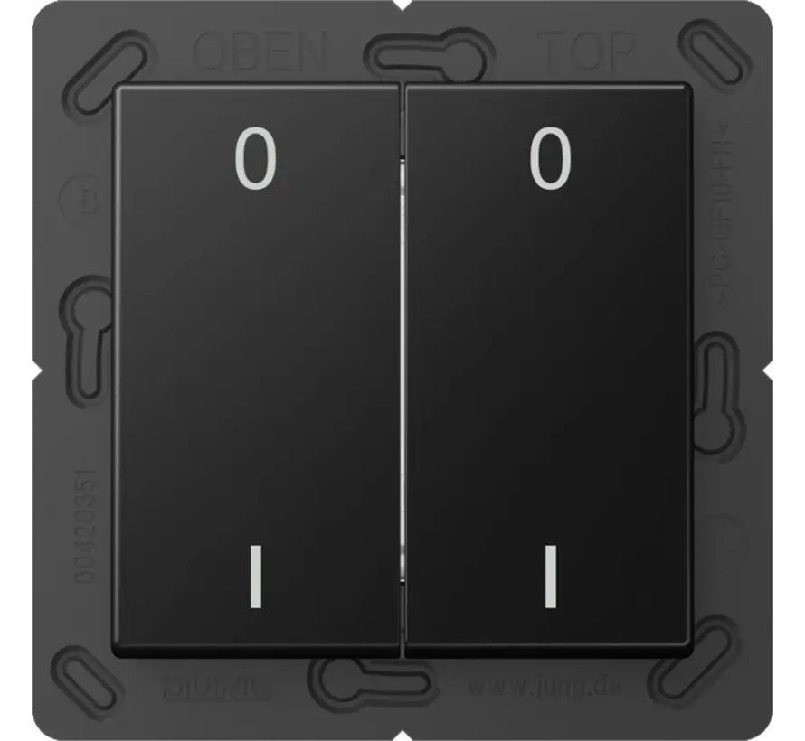 EnOcean Funk-Wandsender 4-Kanal mit Symbolen 0–I A-range graphitschwarz matt (ENO A 595-01 SWM)