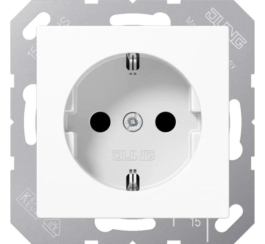 Schuko-Steckdose Safety+ mit Befestigungskrallen A-range alpinweiß (A 1520 KI WW)