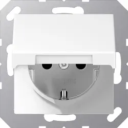JUNG Schuko-Steckdose mit Klappdeckel und Befestigungskrallen A-range alpinweiß (A 1520 KL WW)