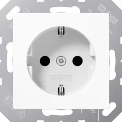 JUNG Schuko-Steckdose mit Safety+ und Befestigungskrallen A-range alpinweiß (A 1520 BFKI WW)