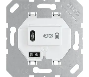 JUNG USB-Ladegerät Typ C mit Schnellladefunktion Power Delivery 60 Watt weiß (USB PD60 C WW)