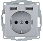 Schuko-Steckdose 2x USB S1/B3/B7 aluminium matt (48031404)