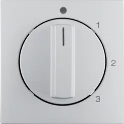 Berker Drehbedienaufsatz Dreistufenschalter Nullstellung 1-2-3 S1/B3/B7 aluminium matt (1096140400)