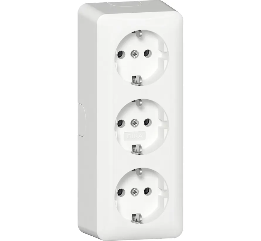 Schuko-Steckdose 3-fach Aufputz mit interner Montageplatte weiß (478913)