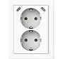 Aufputz Schuko-Doppelsteckdose für Eckmontage mit 2x USB-C Future Linear studioweiß glänzend (202EAPJRB2USBC-84)