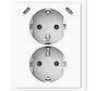 Schuko-Steckdose 2-fach mit Safety+ und 2x USB-C für 1-fach Unterputzdose Future Linear studioweiß glänzend (202EUJRB2USBC-84)