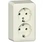 Schuko-Steckdose 2-fach mit interner Montageplatte Aufputz creme (478012)