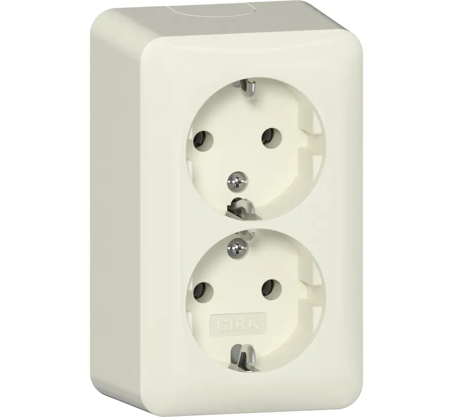 Schuko-Steckdose 2-fach mit interner Montageplatte Aufputz creme (478012)