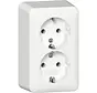 Schuko-Steckdose 2-fach mit interner Montageplatte Aufputz weiß (478013)