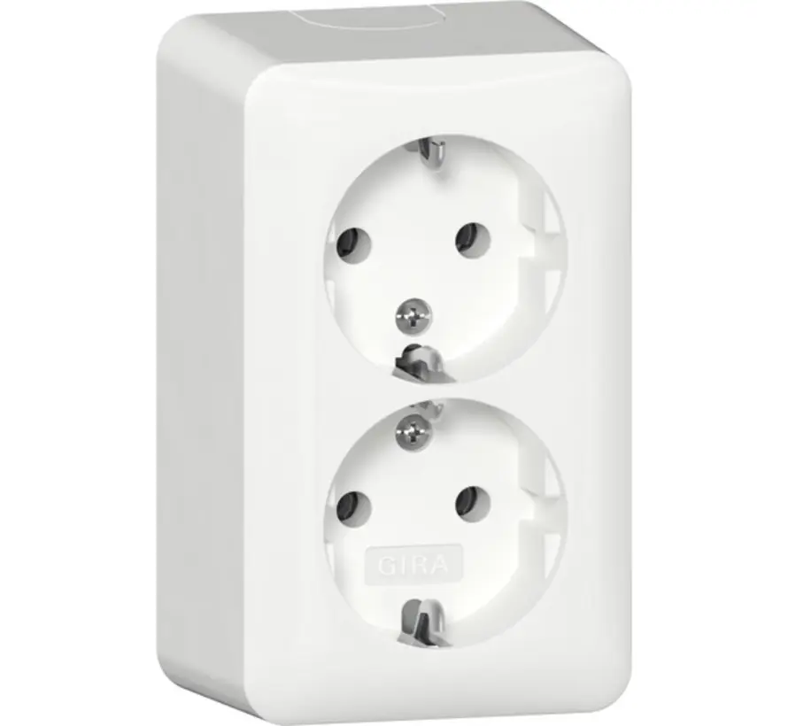 Schuko-Steckdose 2-fach mit interner Montageplatte Aufputz weiß (478013)