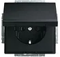 Schuko-Steckdose mit Klappdeckel Future Linear schwarz matt (20 EUK-885)