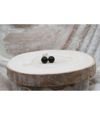 Boucles d'oreilles boules Onyx Noir 8 mm