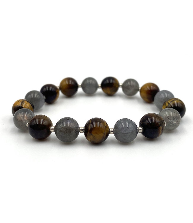 Bracelet "Oeil de tigre & Labradorite" 8 MM