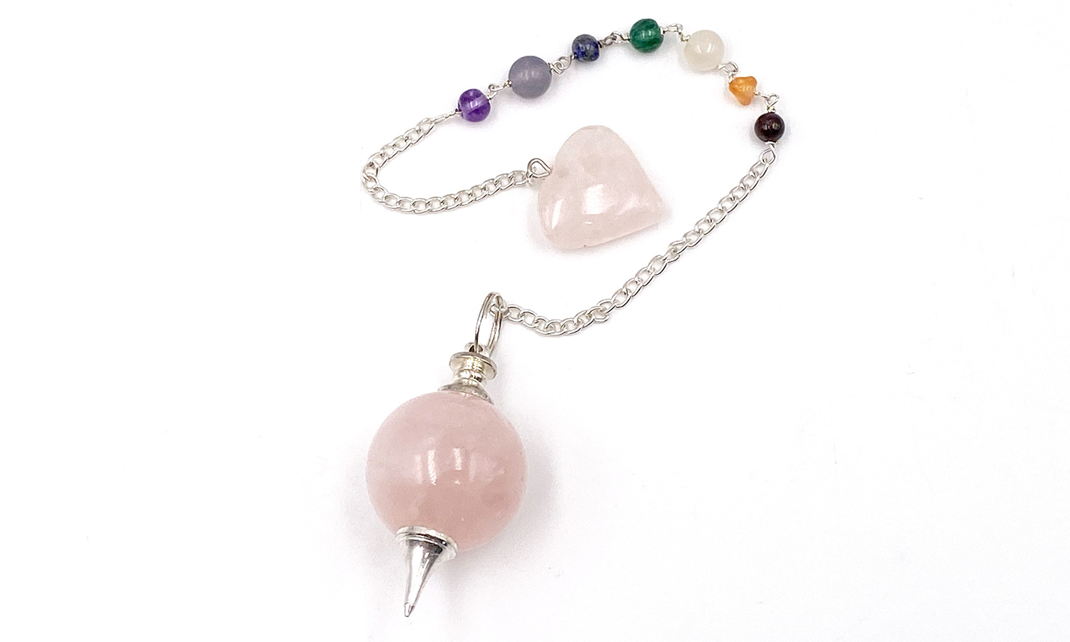 Pendule 7 chakras Quartz Rose