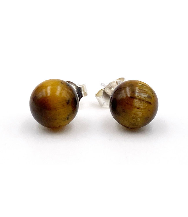 Boucles d'Oreilles  Oeil de tigre 8 mm