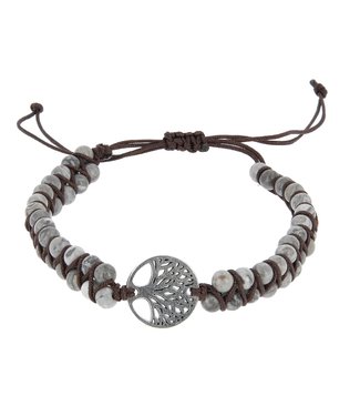 Bracelet Jaspe Gris - arbre de vie