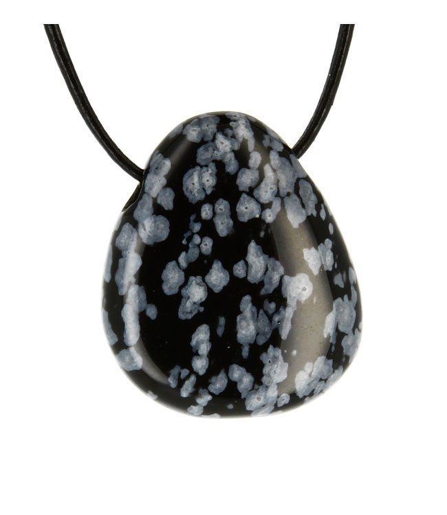 Pendentif pierre percée Obsidienne flocon de Neige