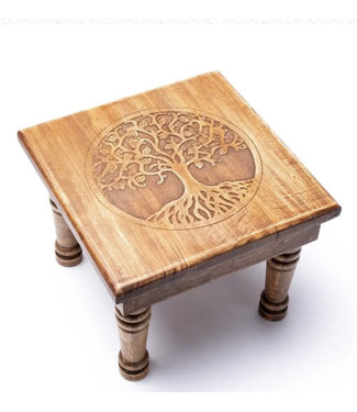 Table en bois gravée Arbre de vie