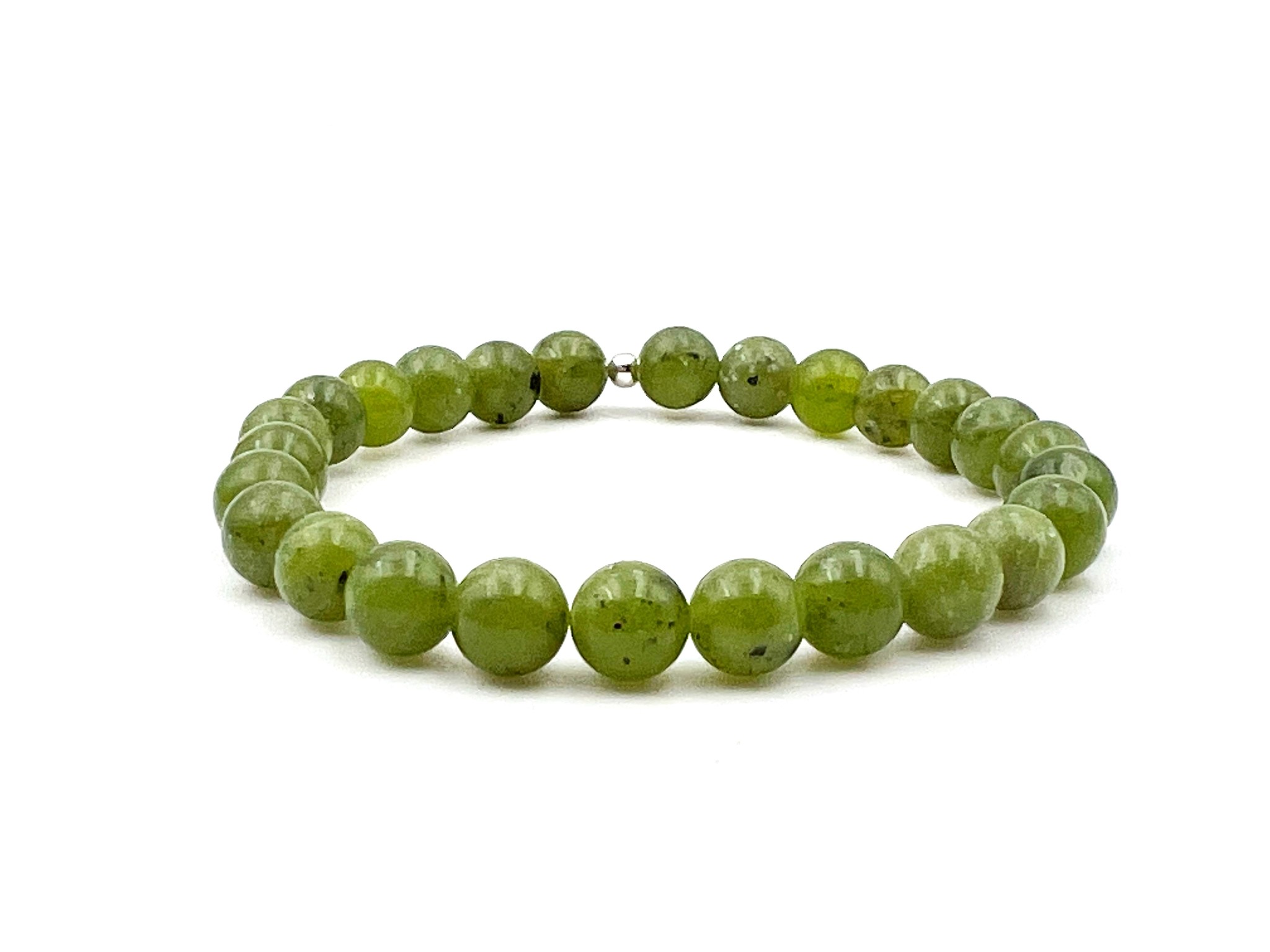 Bracelet en jade néphrite de Chine perles 8mm | Cœur de Pierres