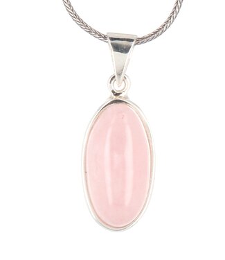 Pendentif Quartz Rose Pierre serti argent 925