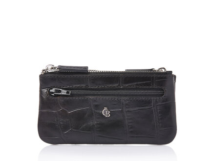 Croco Key Case Double Zip RFID | black