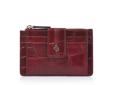 Croco Mini portefeuille RFID 7 cartes | rouge