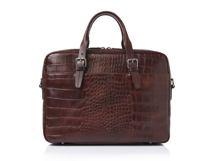 Croco Jules Laptoptasche 15,6" RFID | mocca