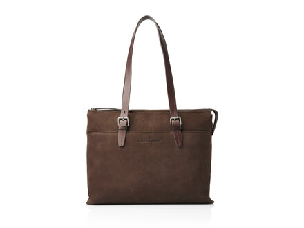 Veneto Nubuck Schoudertas 15.6" RFID | mocca