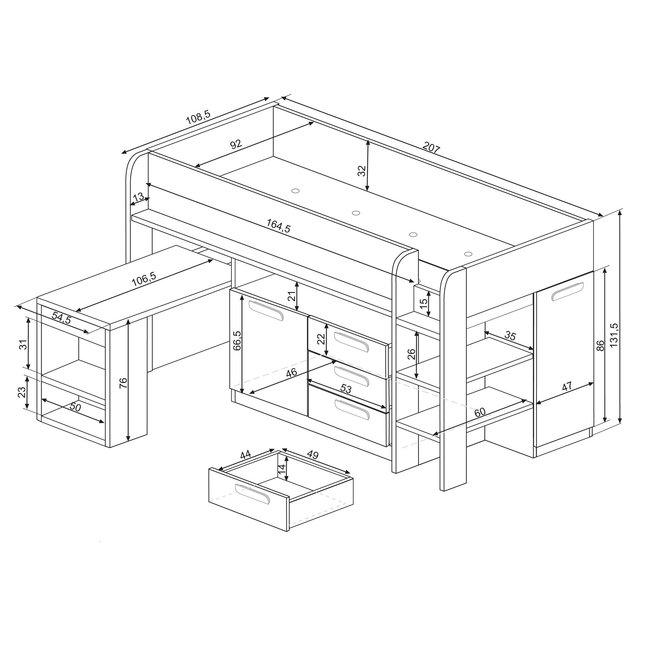 Trasman Yolo halfhoogslaper Antraciet