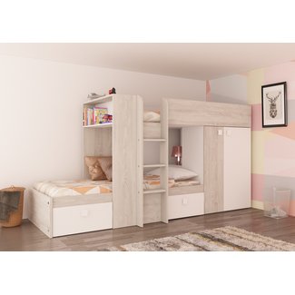 Trasman Stapelbed Maxim Grijseiken/wit