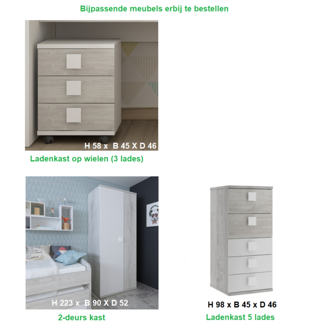 Trasman Stapelbed Maxim Grijseiken/wit