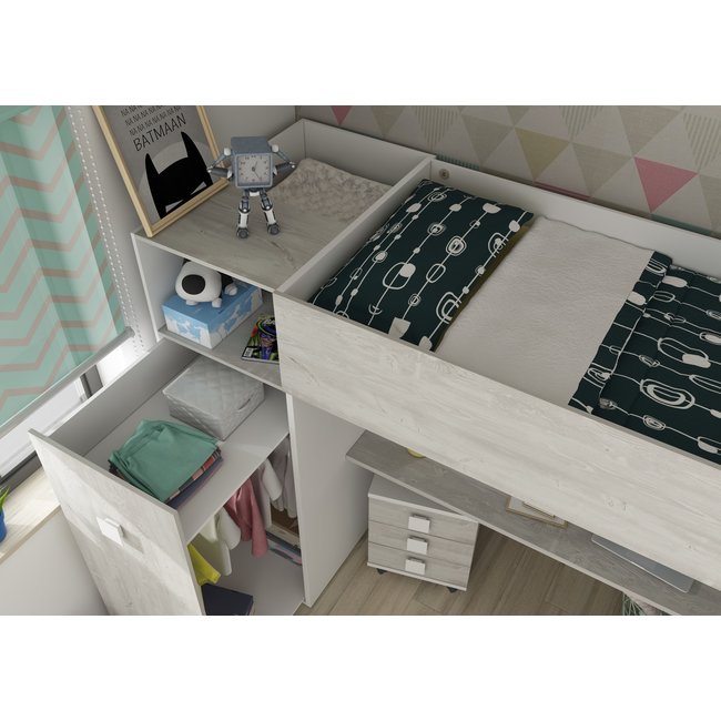 Trasman Jules Hoogslaper Basic - Wit & Grijs eiken