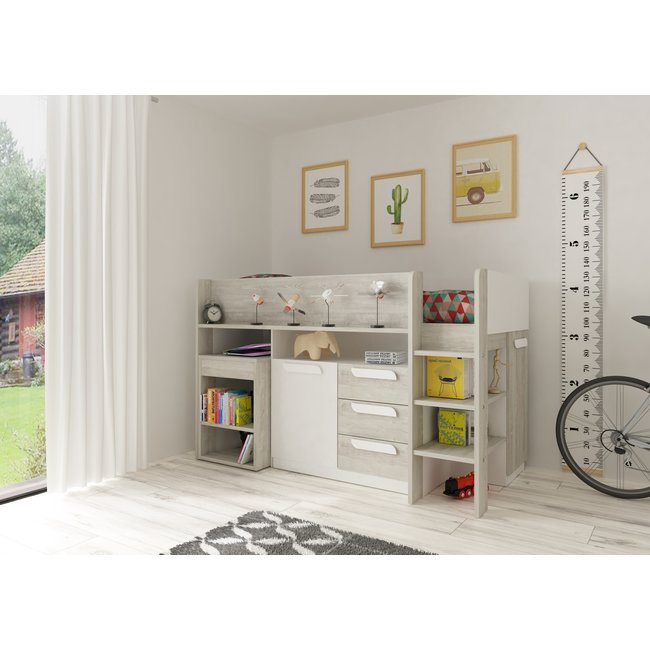 Trasman Yolo halfhoogslaper Wit & Grijs eiken