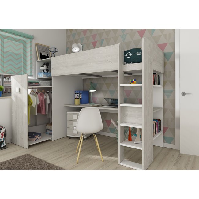 Trasman Jules Hoogslaper met kast - Grijs eiken