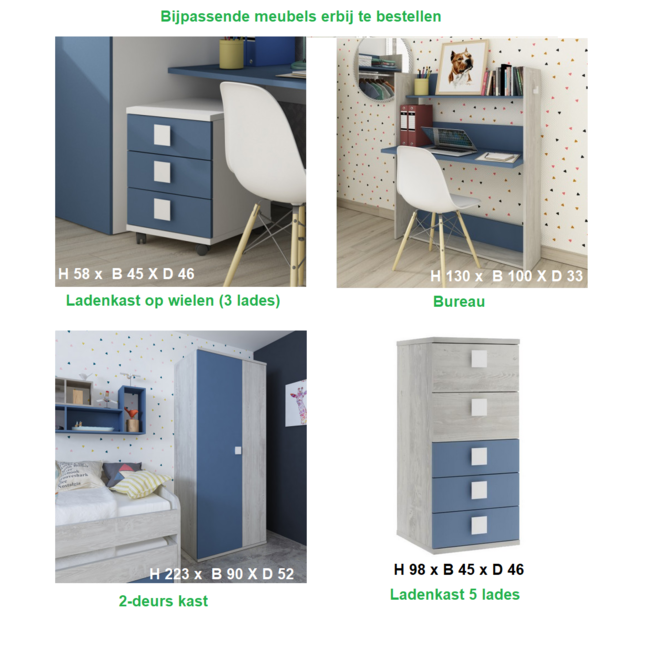 Trasman Jules Hoogslaper met kast - Blauw