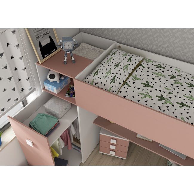 Trasman Jules Hoogslaper met kast - Roze