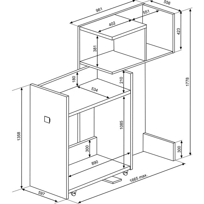 Trasman Jules Hoogslaper met kast - Roze