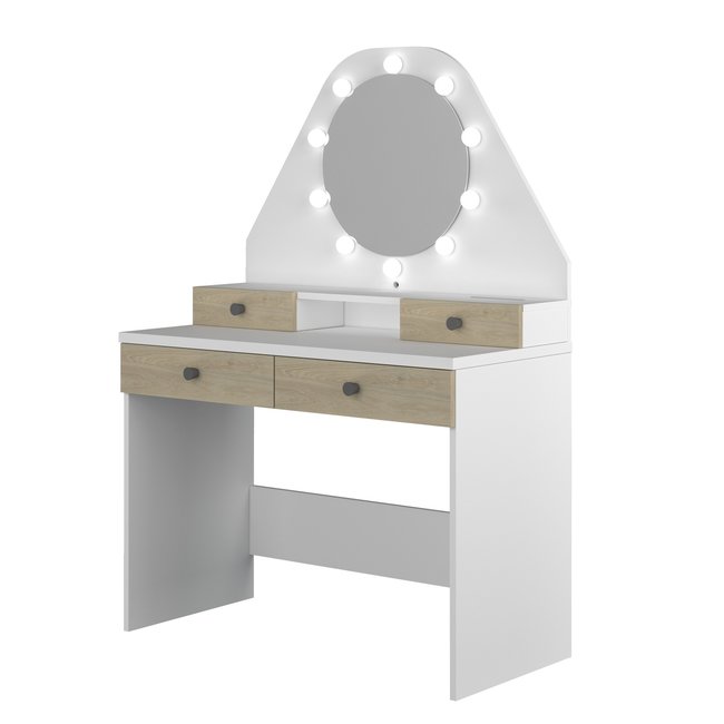 Trasman Kaptafel Vanity Star - Make-up tafel - Eiken/wit
