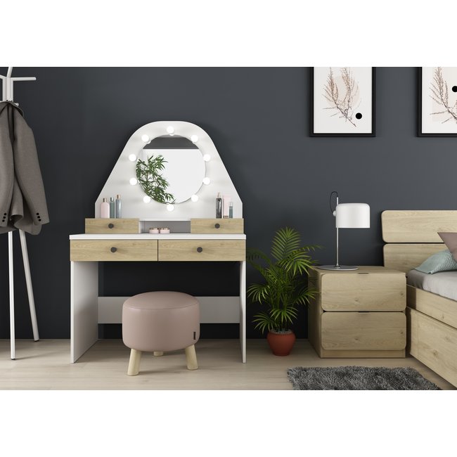 Trasman Kaptafel Vanity Star - Make-up tafel - Eiken/wit