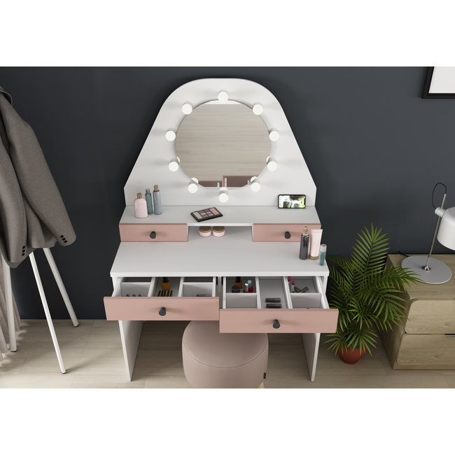 Trasman Kaptafel Vanity Star - Make-up tafel - Roze/wit