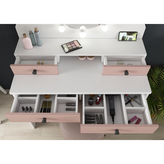 Trasman Kaptafel Vanity Star - Make-up tafel - Roze/wit