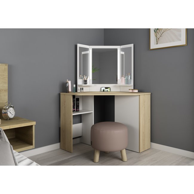 Trasman Kaptafel Vanity Chic - Eiken/Wit