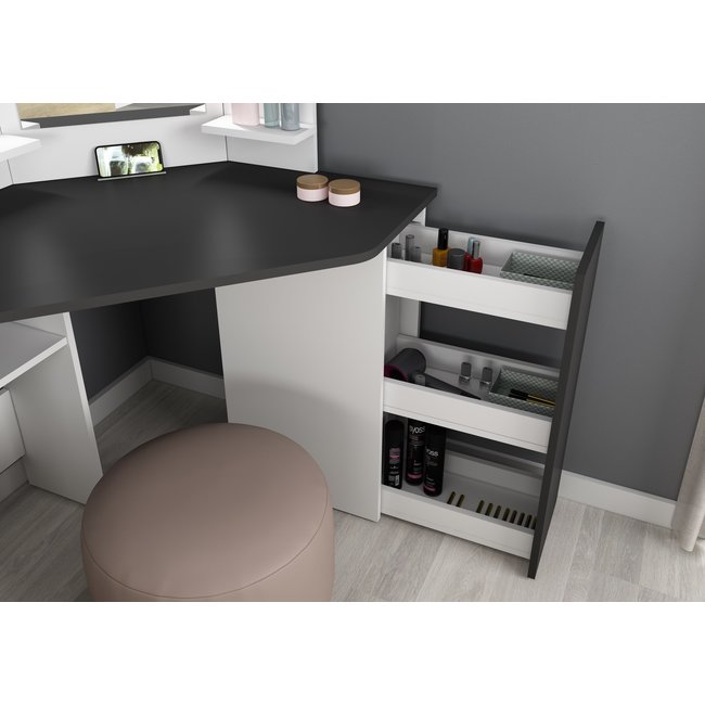 Trasman Kaptafel Vanity Chic - Make-up tafel - Grijs-Wit