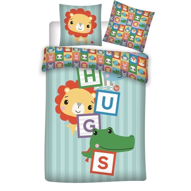 Fisher Price Dekbedovertrek, Hugs - 140 x 200 + 65 x 65 cm - Biologisch Katoen