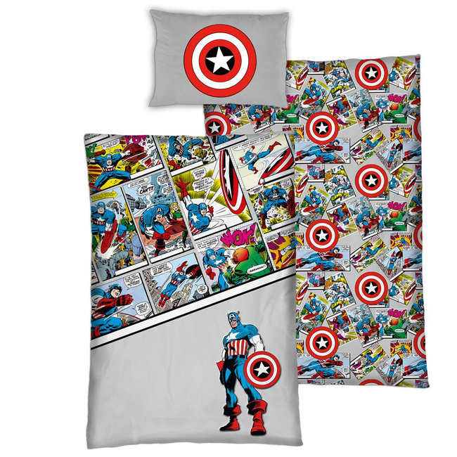 Marvel Avengers Dekbedovertrek, Comics - 140 x 200 + 65 x 65 cm - Biologisch Katoen