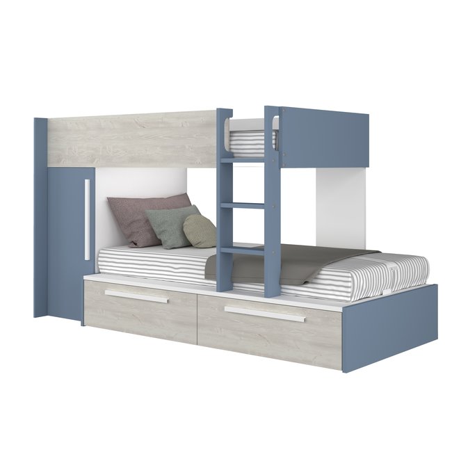 Trasman Stapelbed Jules blauw met kast en 2 lades